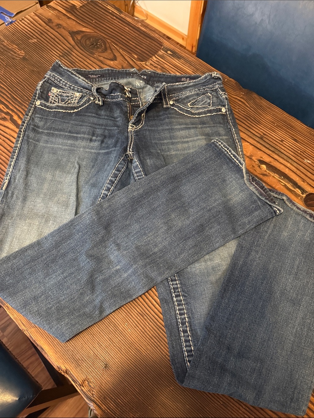 Vigoss Medium Wash Boot Cut Jeans with Contrast Stitching
